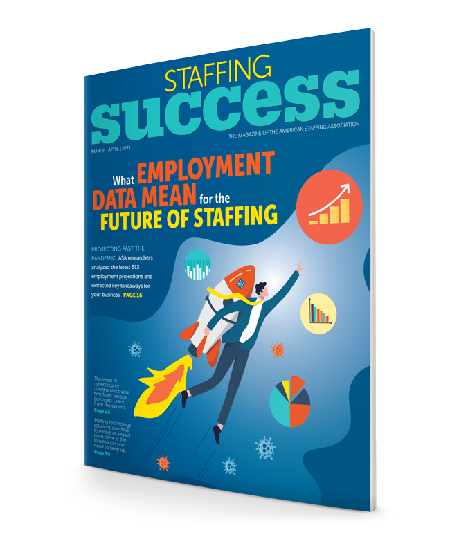 <span class="publication-name"><em><em>Staffing Success Magazine</em></em></span> <span class="publication-separator">-</span> <span class="publication-issue">March–April 2021</span>